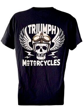 NWOT Triumph Motorcycles Official Skull Wings Graphic Cotton T-shirt XS Black